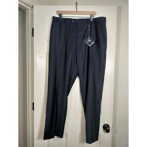 NWT T. Harris London‎ Men’s Wool Blend Dress Pants 38x30 Navy Windowpane